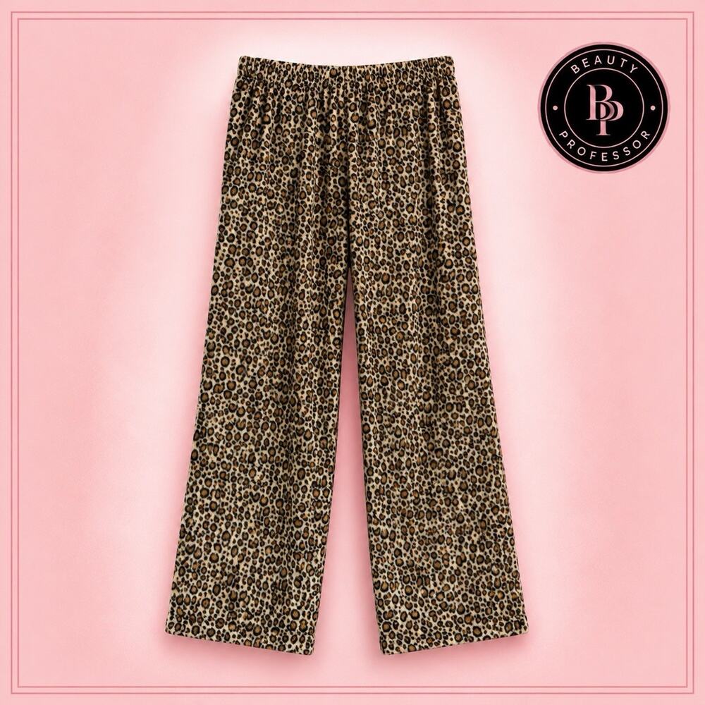 💞 Just Love Women's XL Leopard Print Fleece Pajama Pants Cozy Plush Sleepwear